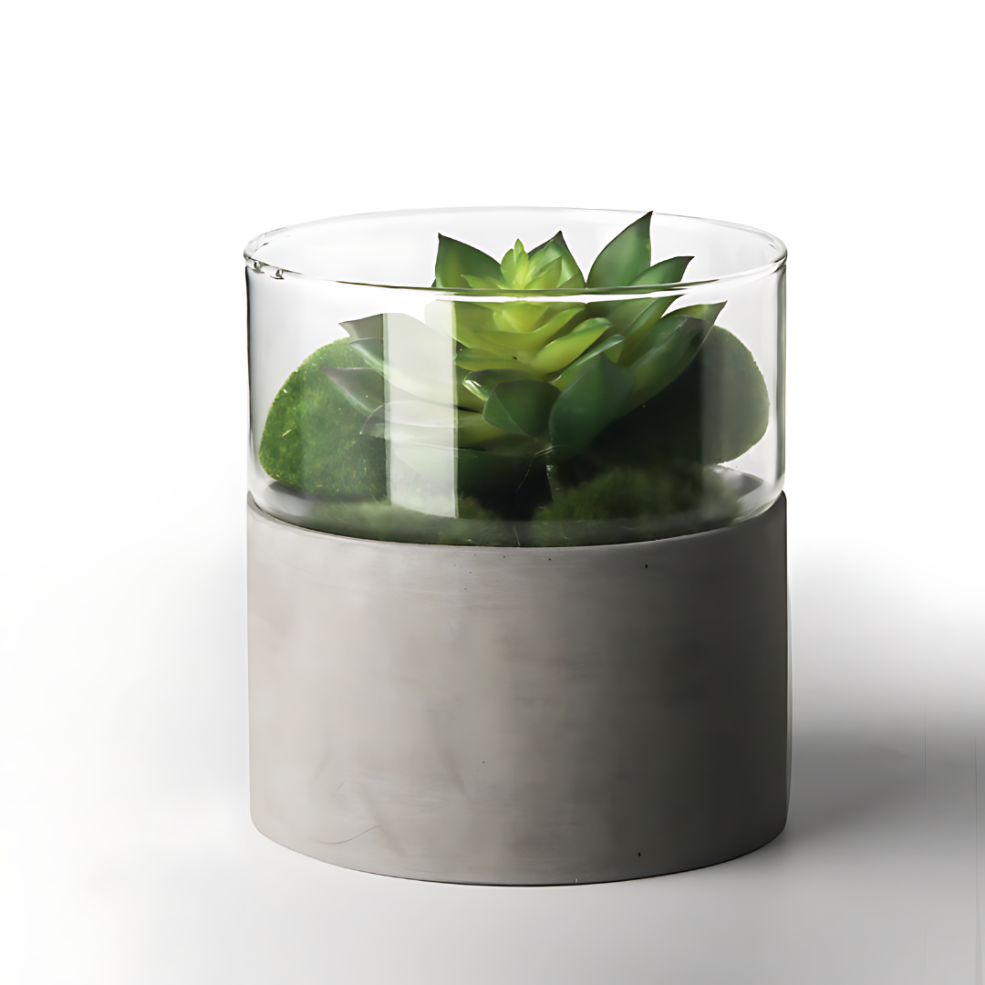 Vasos BOREAL 14" feitos de vidro e concreto